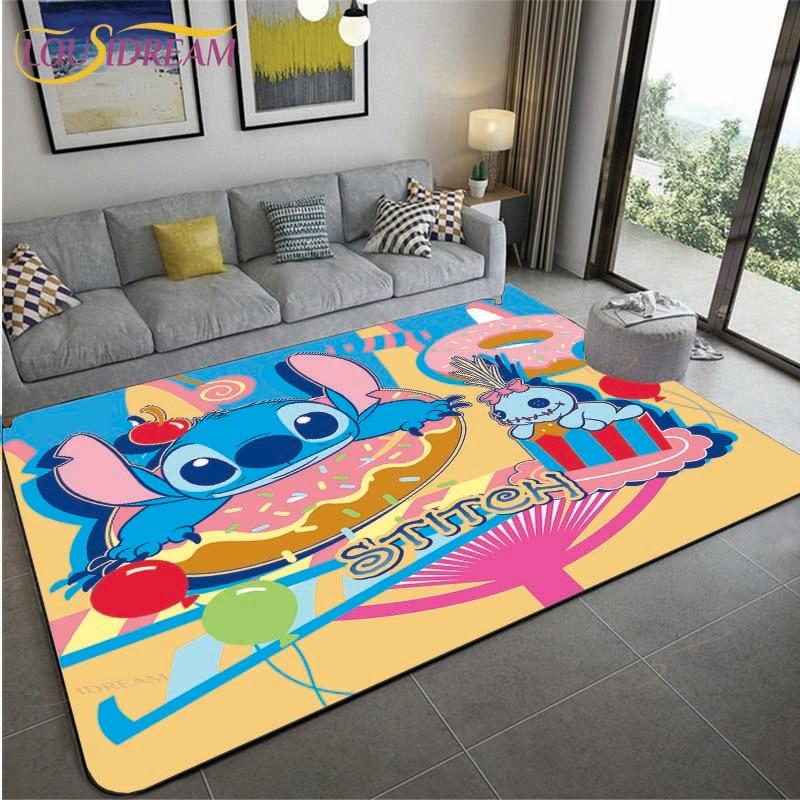 New Cartoon Stitch Carpets Kids Crawling Carpets Living Room Tea Table Mats Bedroom Rug Washable Floor Mats Household Area Mat