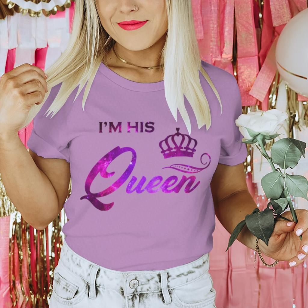 Vintage Starry Sky Style Im His QueenHer King T Shirt Women Men Fashion Crown Matching Tshirt Sweet Valentine Gifts Tshirts