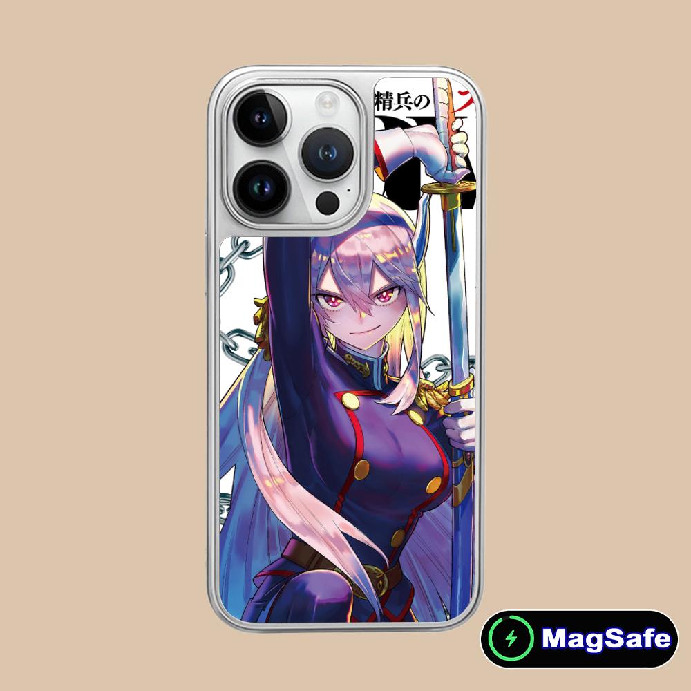 Mato seihei no slave Uzen Kyouka Phone Case for iPhone 17 16 15 14 13 12 11 Air Pro Max Plus Magsafe Silver Plating Cover