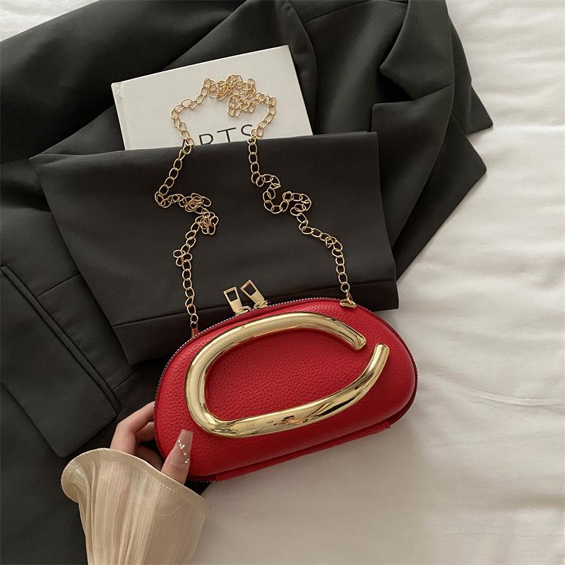 Crossbody Bag Metal Decorative Clutch Bag New Chain Box Shoulder Bag Women's Dinner Bag Women's