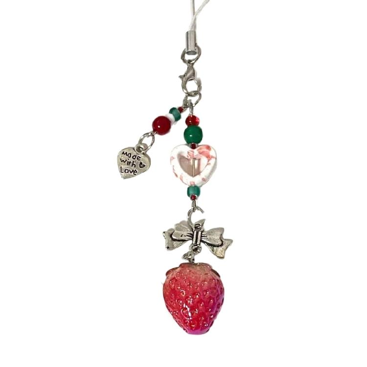 Sweet Strawberry Bead Charm for Mobiles and Key Holders Phone Lanyards