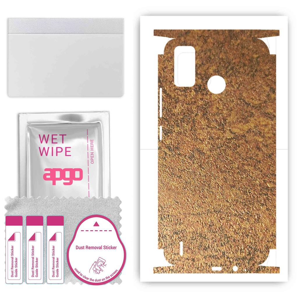 apgo Protective Skin Sticker for the Back+sides Compatible with Tecno Spark 6 Go, Full Wrap Film, Foil, Vinyl - Pattern Rusty Copper