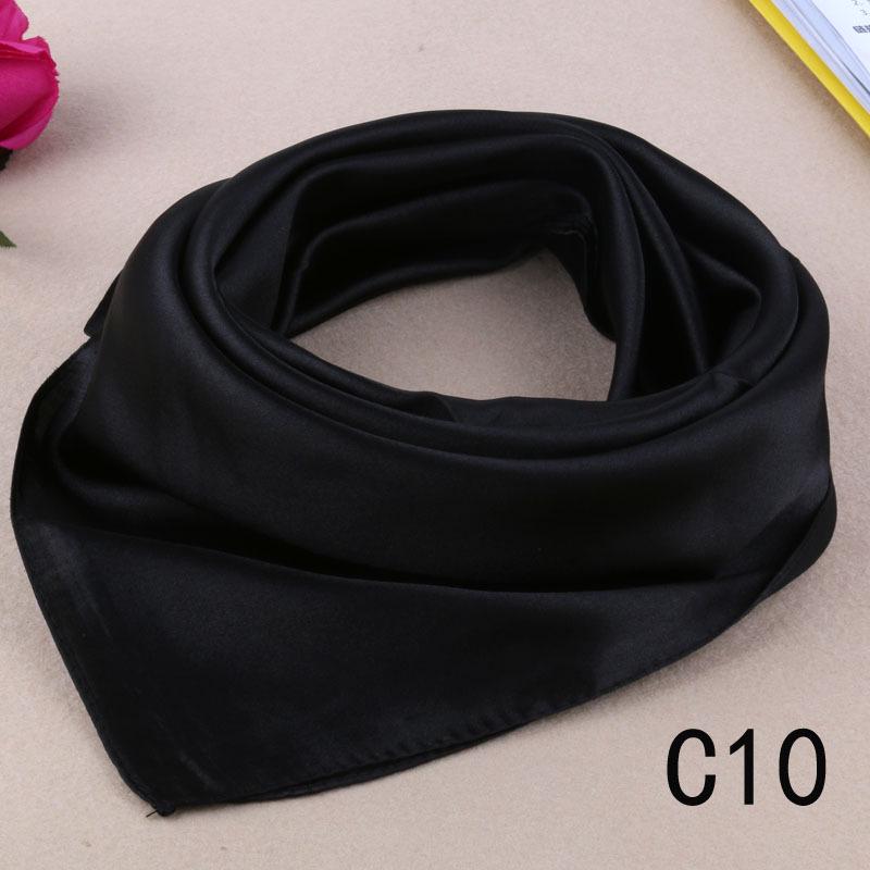 

Однотонный маленький шелковый шарф, маленький квадратный шарф, женский сезонный профессиональный декоративный атласный маленький газовый шарф, Япония и Южная Корея Below 60cm чёрный