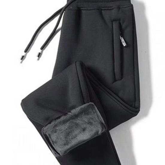 Men Thick Jogger Pants Fleece Lined Casual Sports Trousers Warm Loose Sweatpants with Zippered Pockets for Winter Daily Outings Street