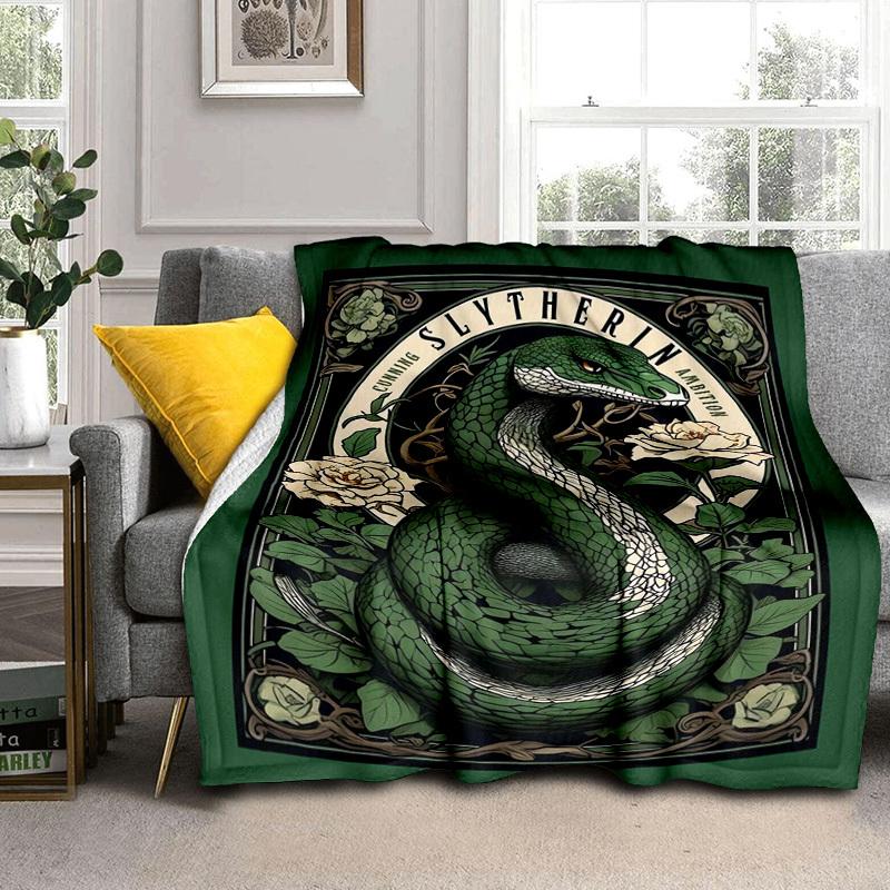 1pc Slytherin Snake Ambition Cartoon Blanket,Portable Throw for Travel & Camping, All Season Cozy Blanket,Ideal Gift
