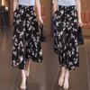 Plus-Size Ink Painting High-Waist A-Line Ice Silk Skirt Pants - Thin, Loose, Versatile Style for Women