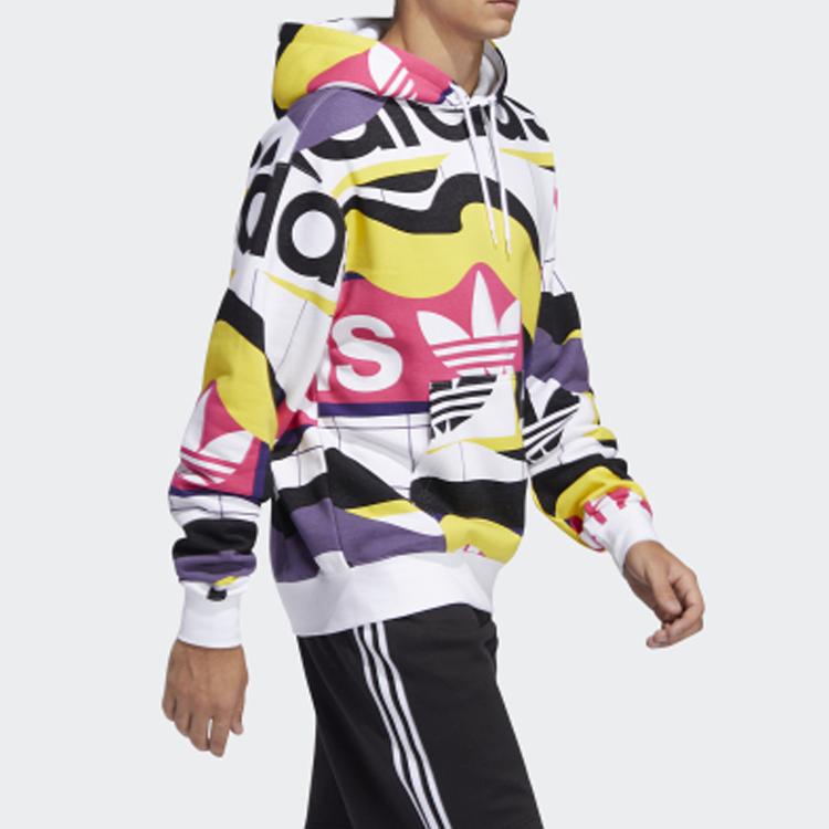 Adidas Originals Trefoil Catalog All-Over Print Hoodie Men Tops White FM1566