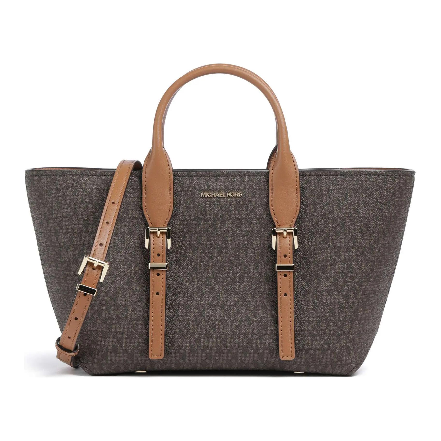 Michael Kors MK Moore Logo Zip Closure Synthetic Shoulder Tote Bag Women handbags Brown 30R5G9OS1B-BRNACORN Basic Set (Bag)