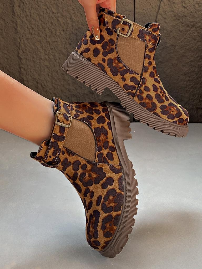2024 Fashion Buckle Women's Boots Autumn Round Toe Solid Flock Short Barrel Shoes for Women Chunky Heels Large Size Naked Boots