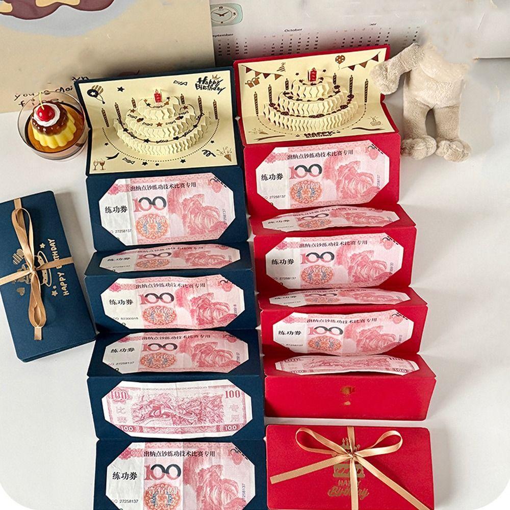 Cash Gift Folding 3 D Birthday Red Envelope Traditional Pop-Up Lucky Money Envelope Best Wishes Money Bag Elders Gift