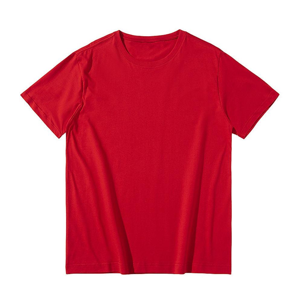 

2021 Корейский стиль Женская свободная хлопковая однотонная футболка с длинным рукавом - Красный M 100-120