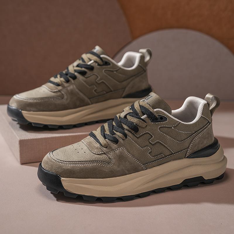 High-quality four-season velvet warm cotton shoes, leather soft-soled outdoor running shoes, thick-soled casual sports trendy shoes