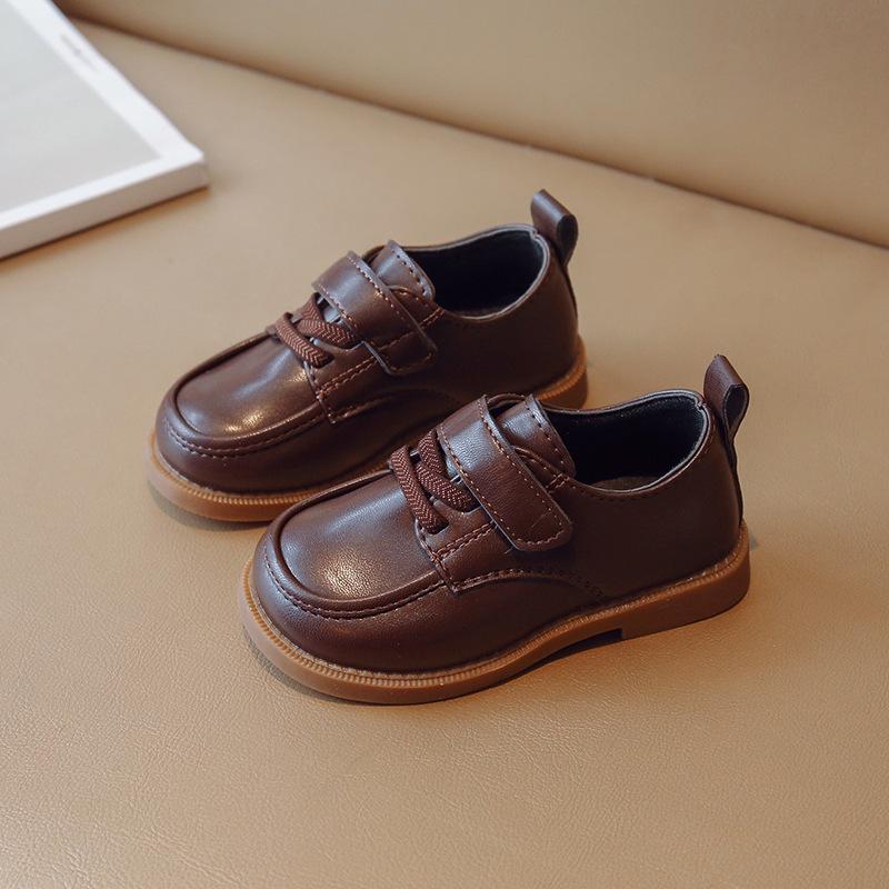 2025 Vår/Höst Koreansk Stil Enfärgad Casual Läderskor för Pojkar & Flickor - Baby Walker & Mjuk Sula Alternativ