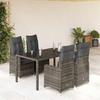 VidaXL Garden Bistro Set 5 Pcs Grey Cushions Poly Rattan 3277034