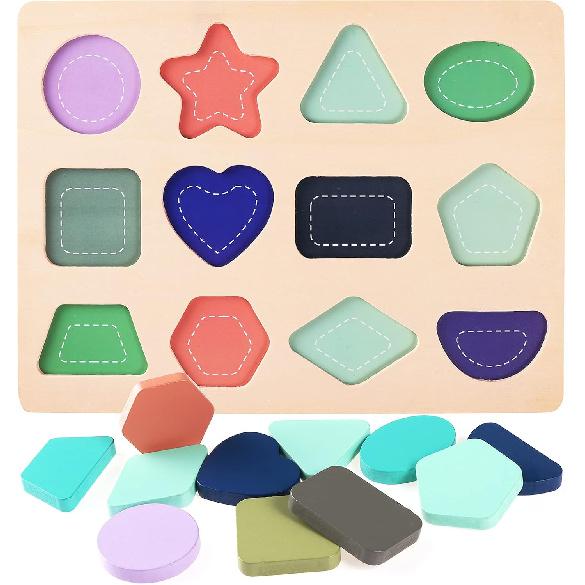 Wooden Puzzles for Toddlers, Kesletney Wooden Alphabet Number Shape Learning Puzzles for Kids, Preschool Educational Toys Gift for Boys Girls Ages 3