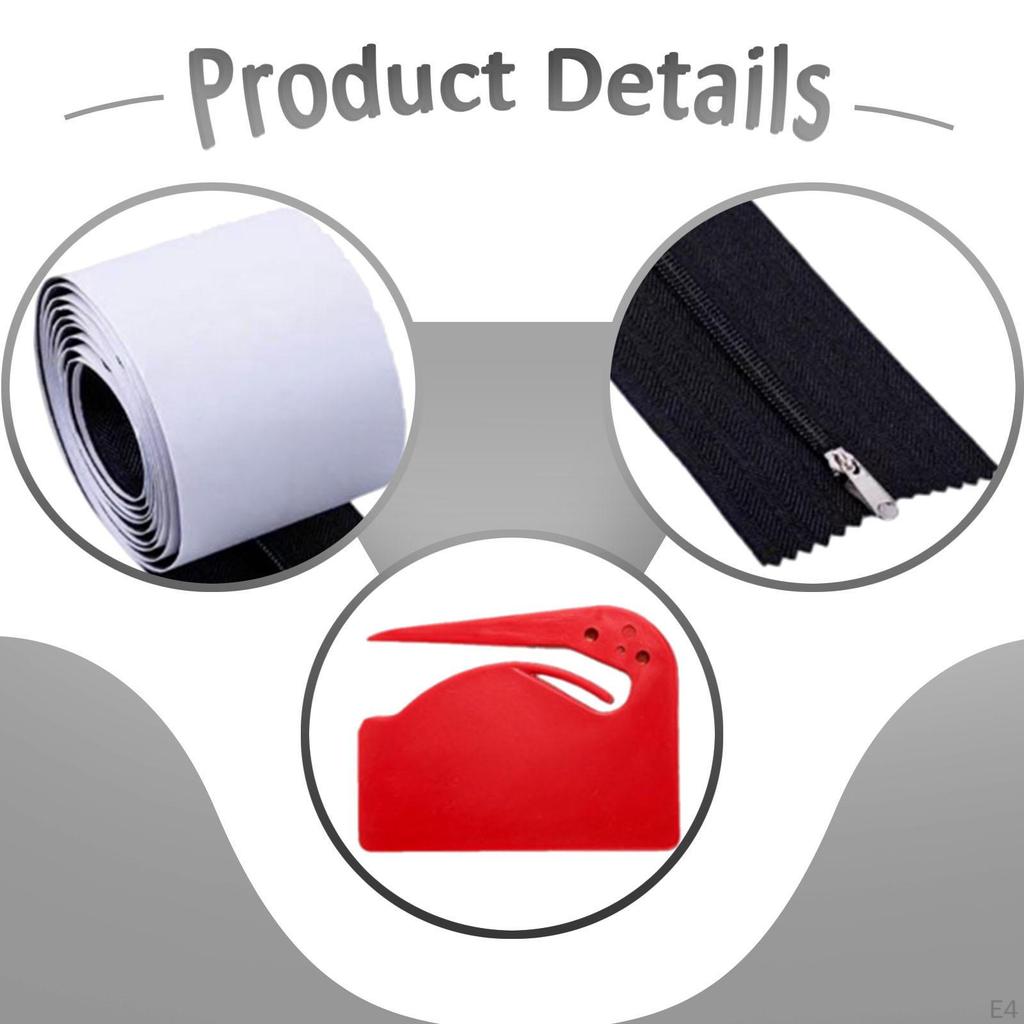 4 rolovací dveře zipová sada samolepicí 7 stop dlouhá s PP fólií řezný nástroj ochrana proti prachu bariéra