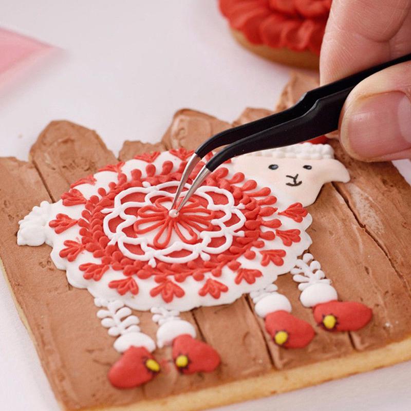 2 Stück Antistatische Ellbogen- und Gerade Edelstahlpinzetten Kuchenform