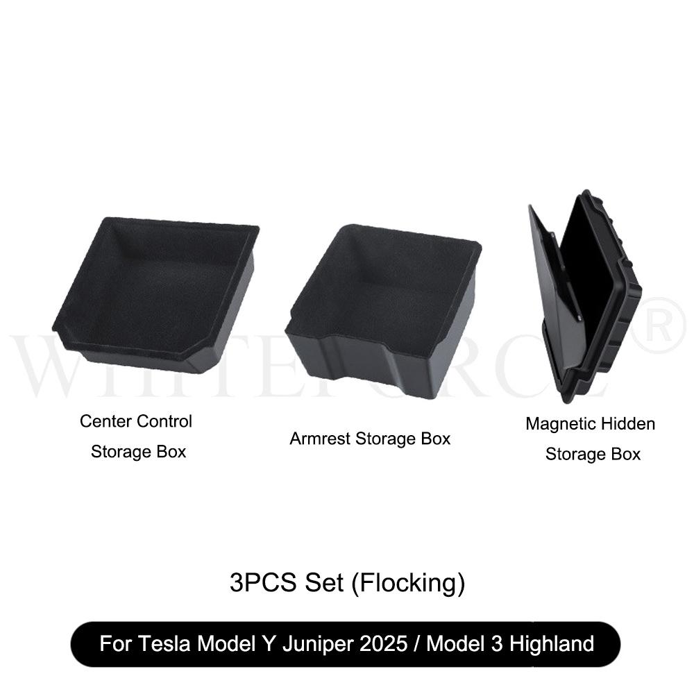 For Tesla Model Y Juniper Center Console Storage Box Trays Armrest Hidden Box Model 3 Highland Center Armrest Organizer Case Box