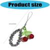 Stylish Beaded Cherry Pendant Keychain For Phone Or Keys Sturdy Alloy Material Compact Rope Construction