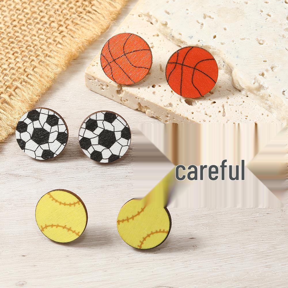 Cross-Border Hot Selling Acrylic Sports Earrings: Football, Basketball, Baseball, Rugby
