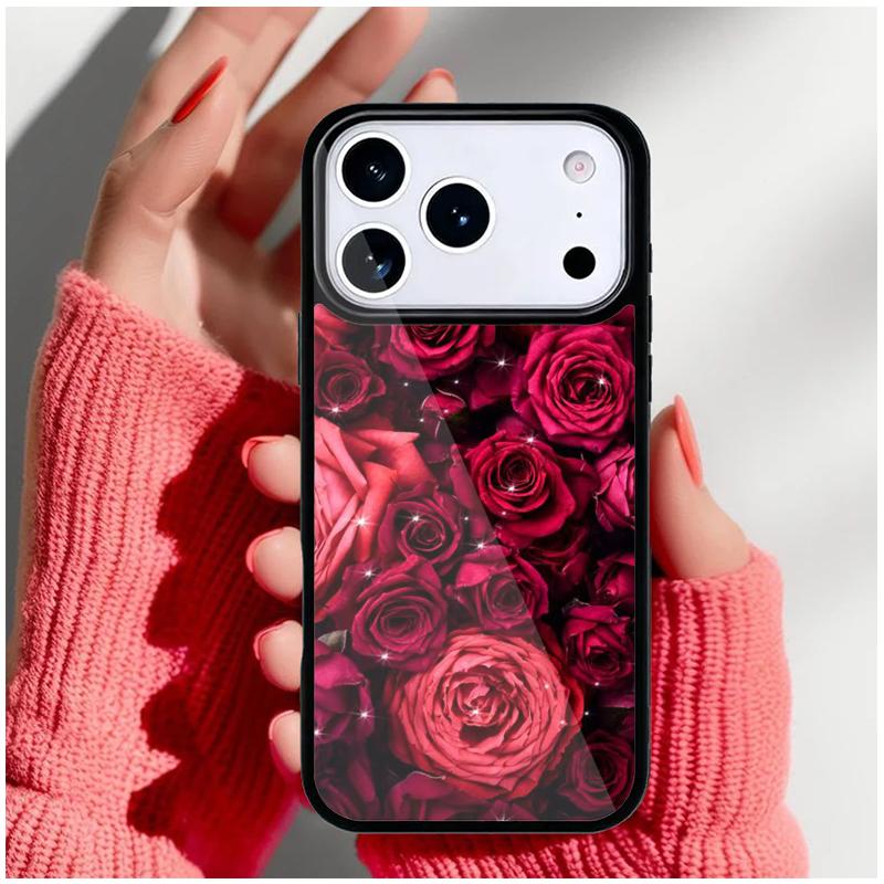 Bright Red Roses Flowers Phone Case for iPhone 17 16 15 14 13 Pro Max Back Cover for 12 11 Pro Coque