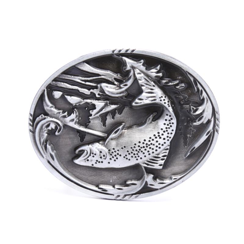 Western Cowboy Fish Belt Buckle For Mens Jeans Accessories Metalowa klamra do paska