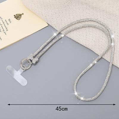 Long And Short Style Rhinestone Mobile Phone Lanyard 60Cm Crossbody Rope Full Diamond Pendant Long Neck Phone Strap Anti Loss