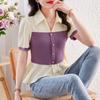 Waist Shirt Women Summer Short Sleeve New Style Chic Beautiful Fashion Fake Two-piece Top