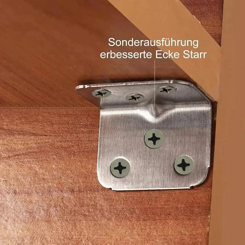 10 PCS + Matching wire Stainless Steel Corner Brackets 90 Degree Right Angle Fixed Bracket for Wood Furniture Bedframe Angle
