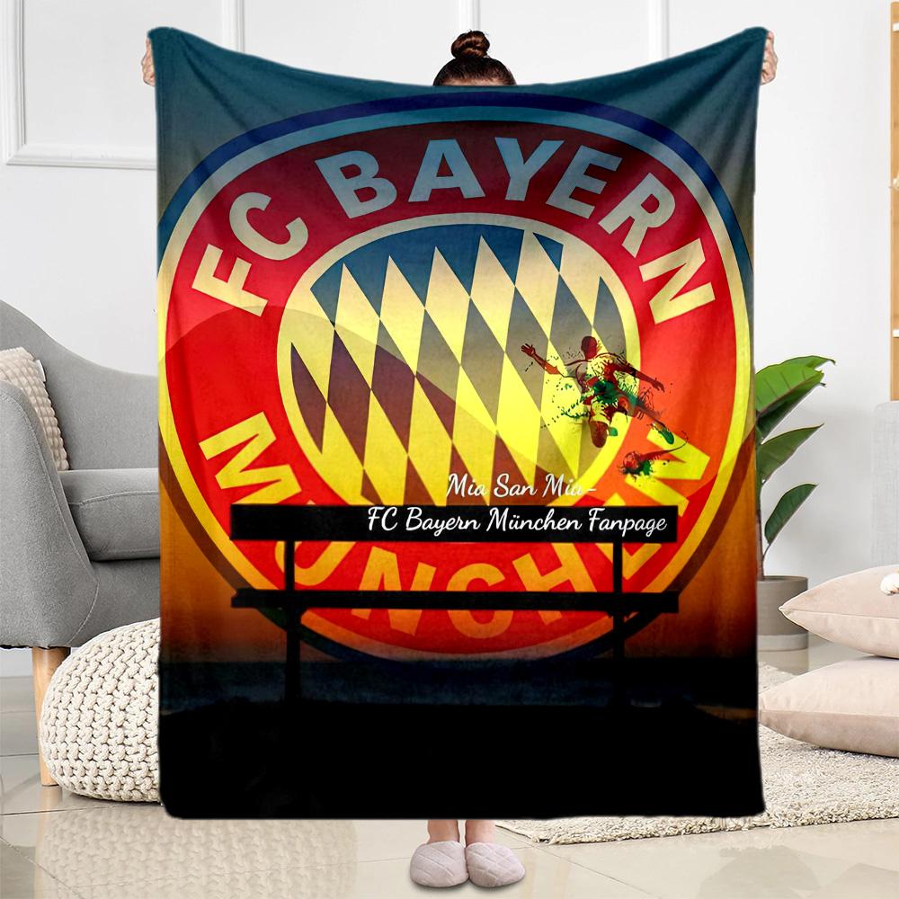 Bayern Munich Blanket Warmthful Decor Perfect for Office Chair Livingroom Seaside Four Seasons Universal Playful Design