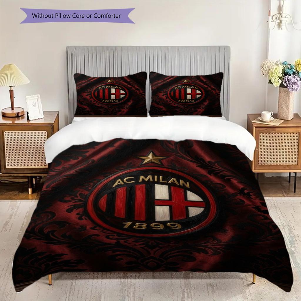 Eredità AC Milan: Set Glory a tre pezzi (1 * copripiumino + 2 * federa, senza nucleo) Set biancheria da letto Copripiumino e federa Morbido e confortevole