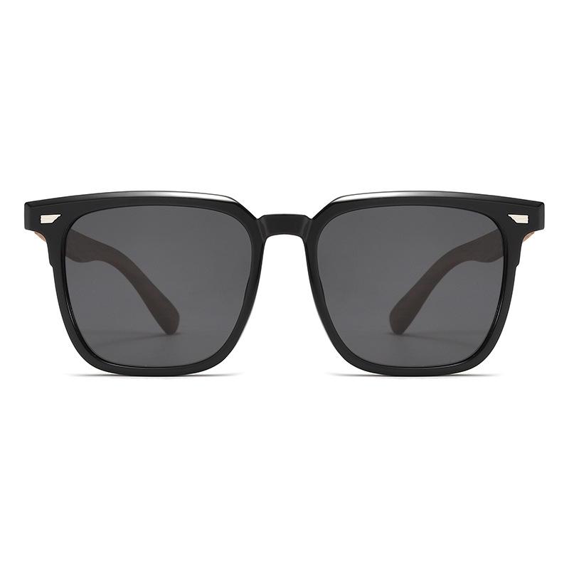 Polarized Square Sunglasses with UV Protection and Wood Grain Legs (Model P891876)