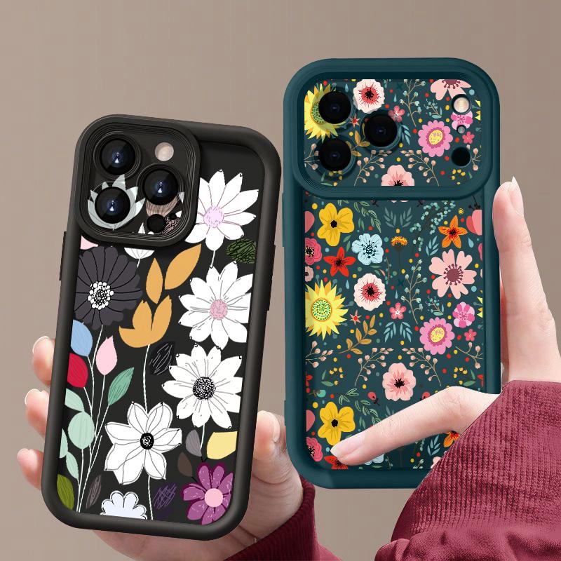 White Flower Pattern Case For iPhone 17 Pro Max Shockproof Soft Silicone Bumper Cover For iPhone 16 15 Pro Max 14 13 11 16E 17E