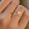 PANJBJ Anello Geometrico in Argento Sterling 925 con Giada di Hotan per Donna Ragazza Regolabile Gioielli Delicati Retrò Regalo di Compleanno Dropshipping