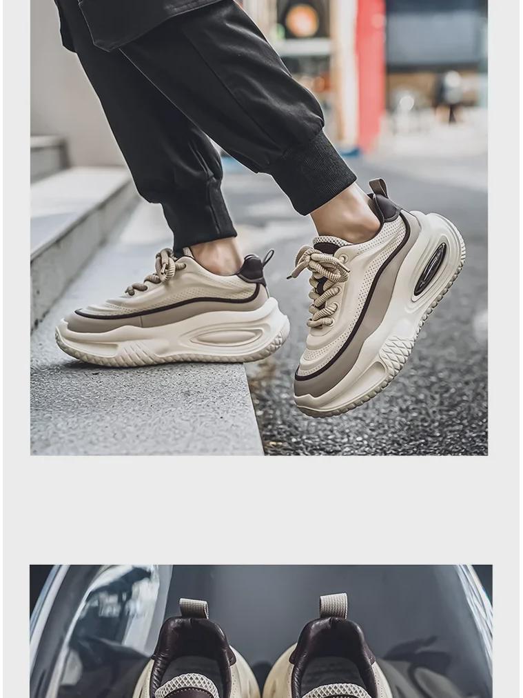 2024 Autumn Men's Breathable Running Shoes: Versatile, Thick-Soled, Air Cushion Dad Sneakers