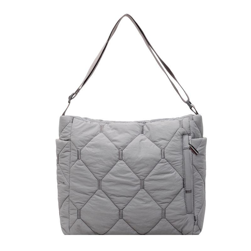 Casual Large-capacity Cotton Bag Women's Autumn and Winter New Fashion Diamond Tote Bag Shoulder Messenger Bag