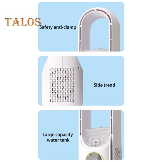 Ventilator de birou fără pale cu 6 moduri de viteză, flux de aer puternic, design compact, portabil, reîncărcabil, răcire silențioasă, ventilator cu pulverizare