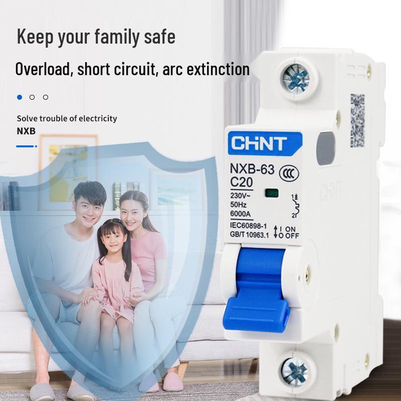 Chint NXB 2P MCB 380V Circuit Breaker with Short Circuit Protection for Domestic Use