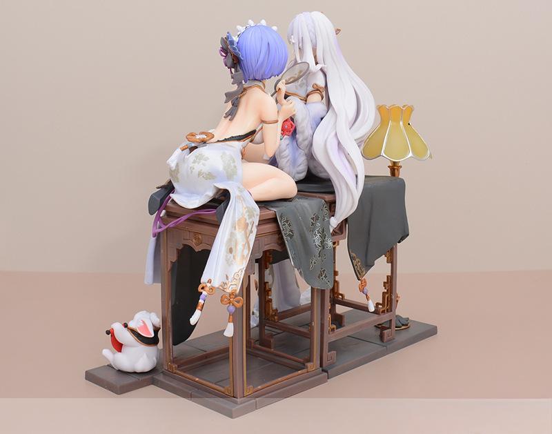 Chinese Style Cheongsam Rem and Emilia Figure Model Ornament