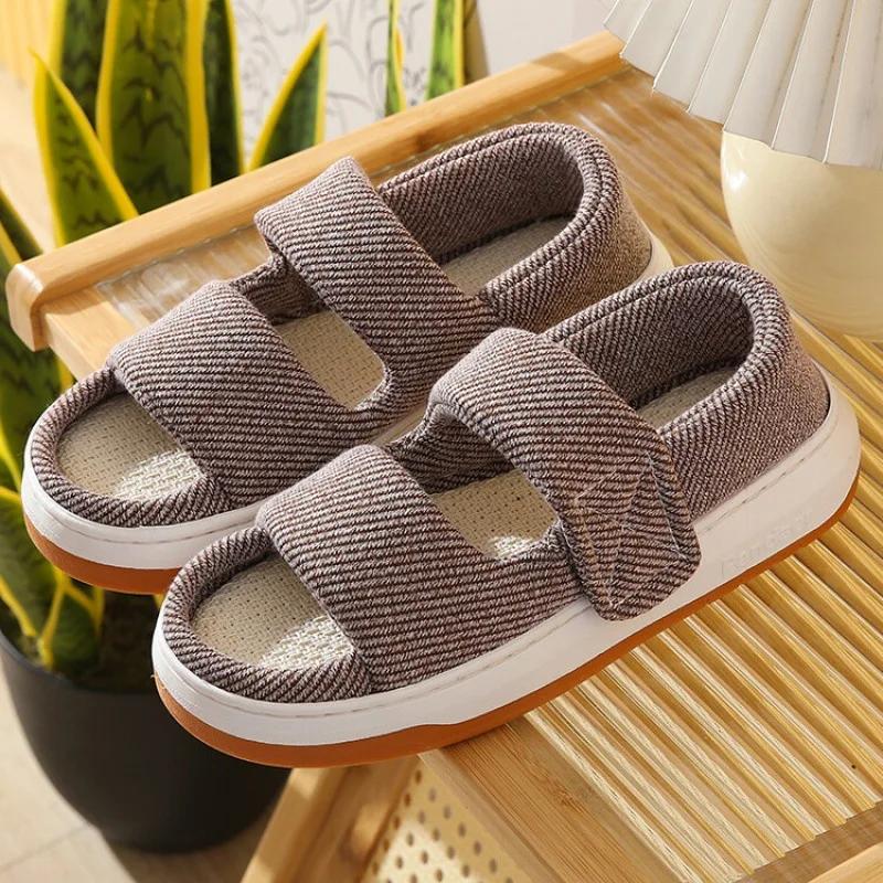Fashion Summer Home Slippers Thick-soled Sandals Double Straps Wide Sandals Do Not Slip Comfortable Walking Sandals for Men and Women