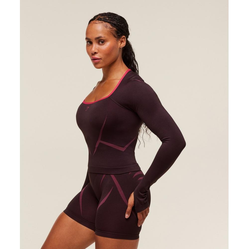 Gymshark Apex Lift Seamless Long Sleeve Crop Top Cherry Purple Build Pink B3c7t Pcff
