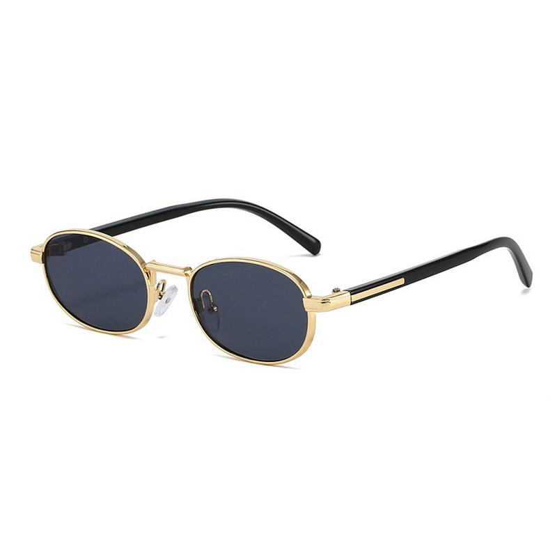 New Fashionable Metal Oval-Frame Sunglasses Retro Street Style Sun Glasses Unisex Outdoor Travel Anti-UV Shades UV400