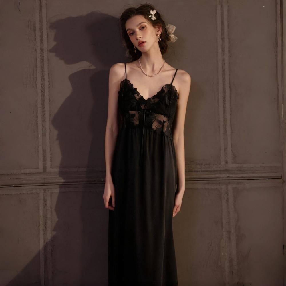 Live Female Xia Bingsi Sexy Pure Desire Pajamas Long Suspender Pajamas Long Skirts Home Clothes Dresses Nightgowns