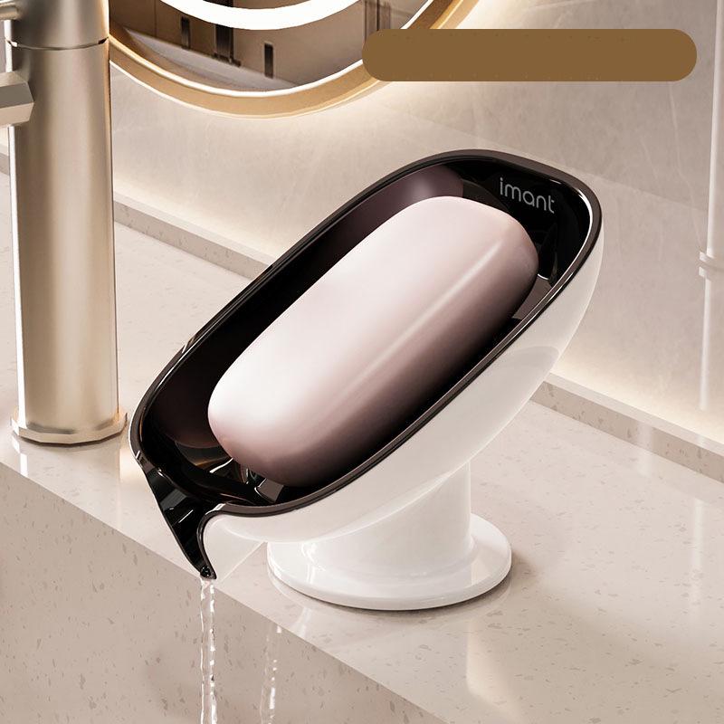Punch-Free Suction Cup Soap Holder: Luxury Bathroom Countertop Storage белый/чёрный