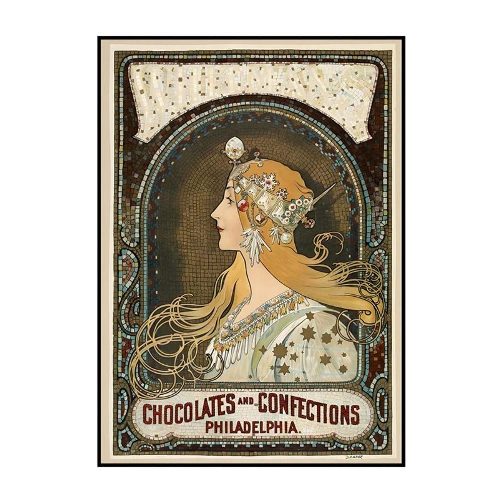 Vintage Art Nouveau Woman Tin Sign Retro Metal Panel Home Bar Cafe Decor