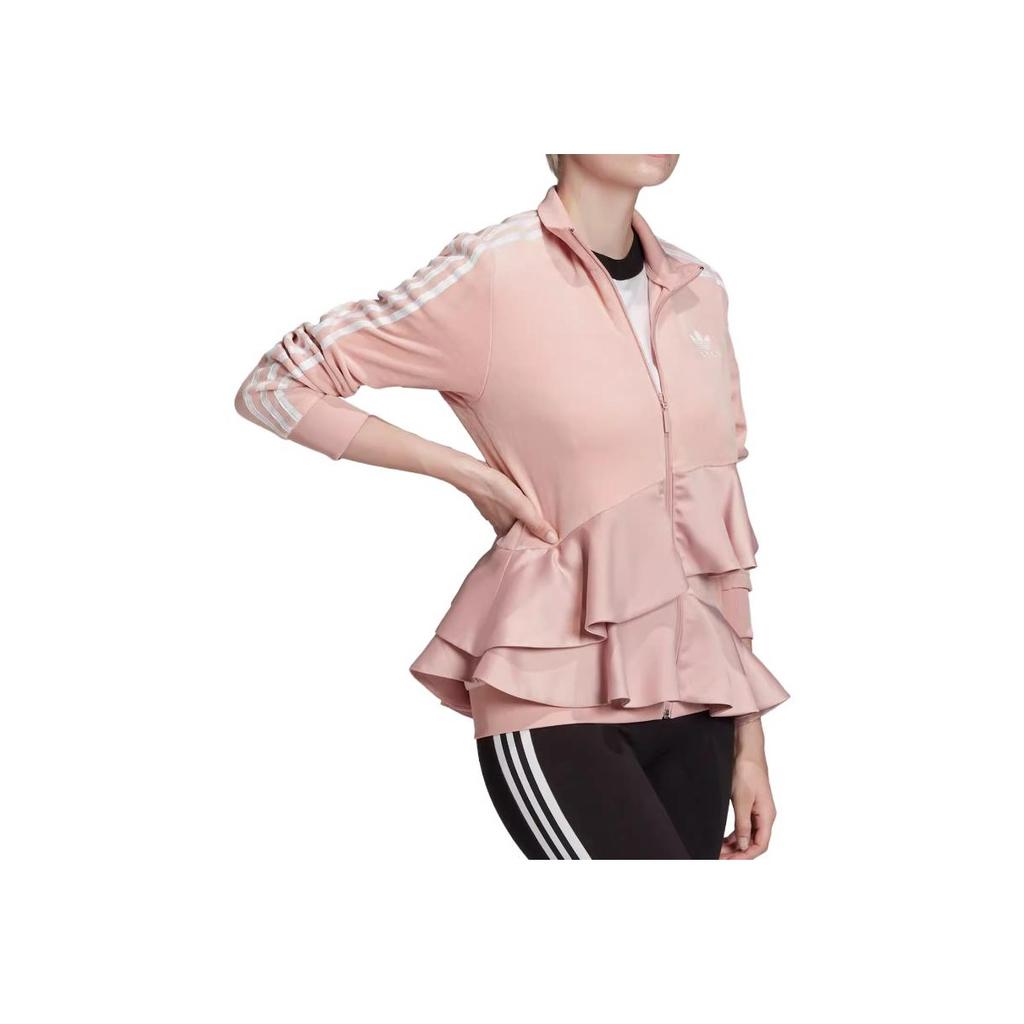 Adidas Trefoil Stand Collar Zipper Long Sleeve Fleece Jacket Women jackets Lilac FT9882