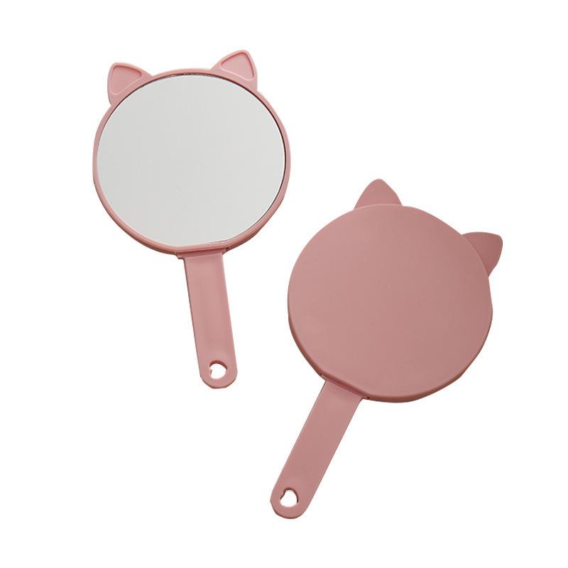 Handmade Cat Ear Makeup Mirror & Comb Set - Portable Two-in-One Design, Customizable Logo Option