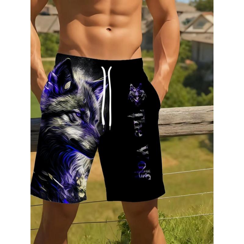 Beach shorts-3D Digital Printing Pattern-ink Style Wolf Head