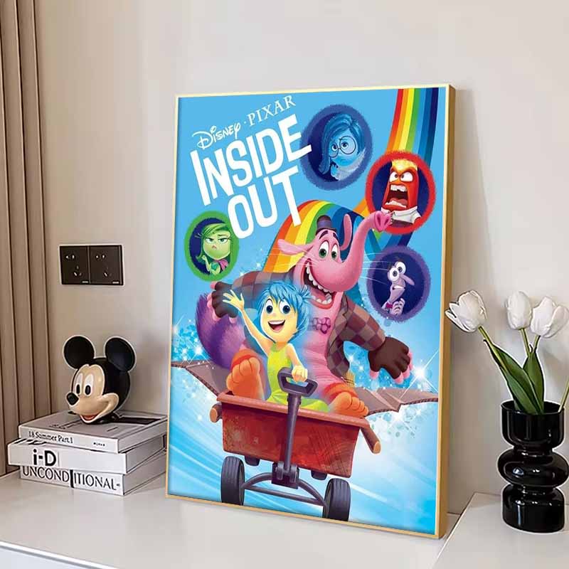 Disney 5D DIY Diamond Painting Decorations Classic Inside Out Poster Illustrations Diamond Embroidery and Rhinestone Cross Stitch Set Handmade