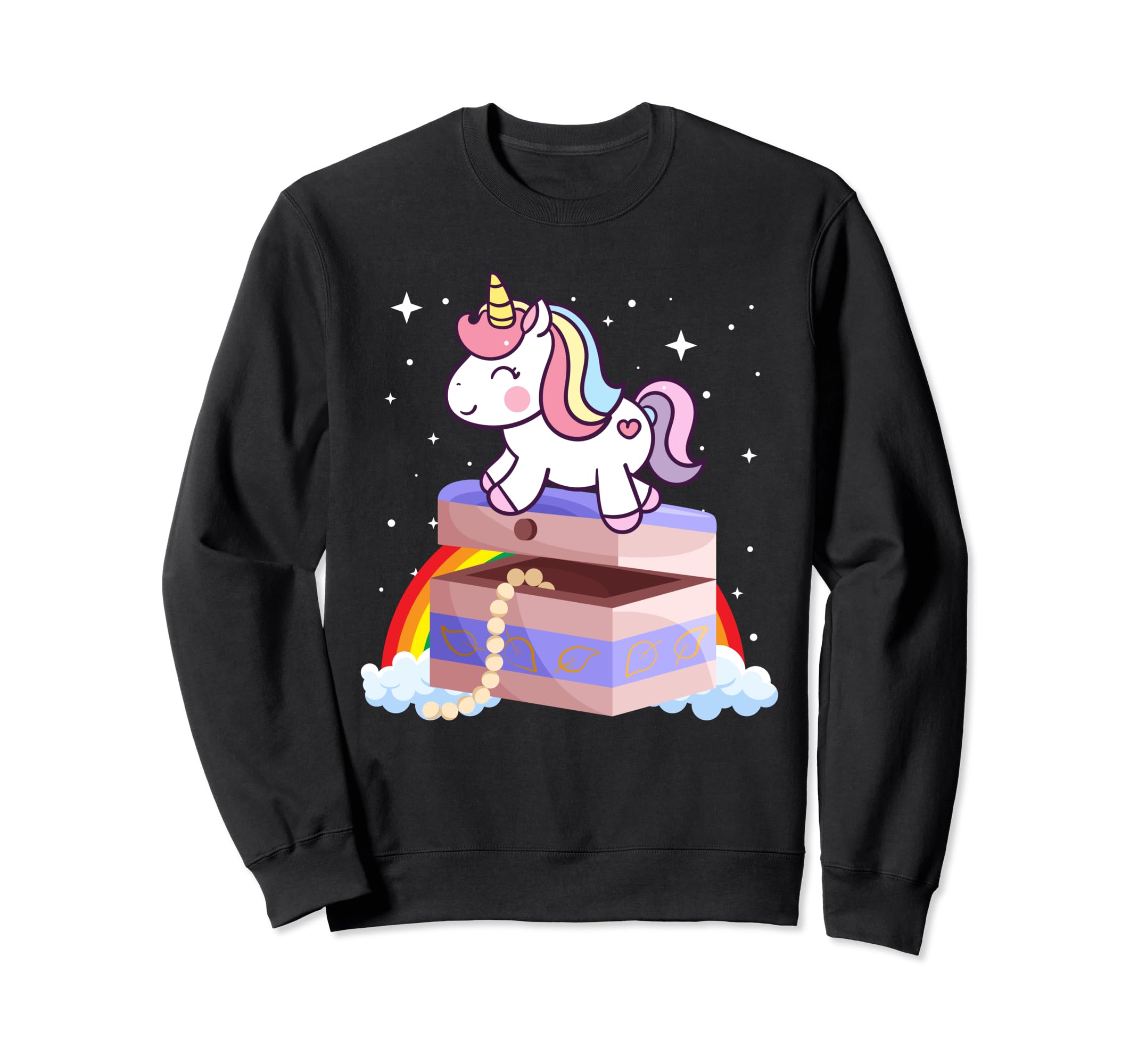 

Шкатулка для украшений с единорогом, толстовка для девочек, женщин, детей, подростков чёрный